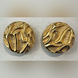 Gold-toneTextured Round Earrings